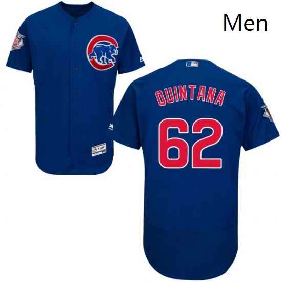Mens Majestic Chicago Cubs 62 Jose Quintana Royal Blue Alternate Flexbase Authentic Collection MLB Jersey